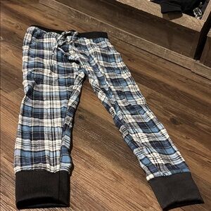 Plaid Kids Pajama Bottoms - Blue and White